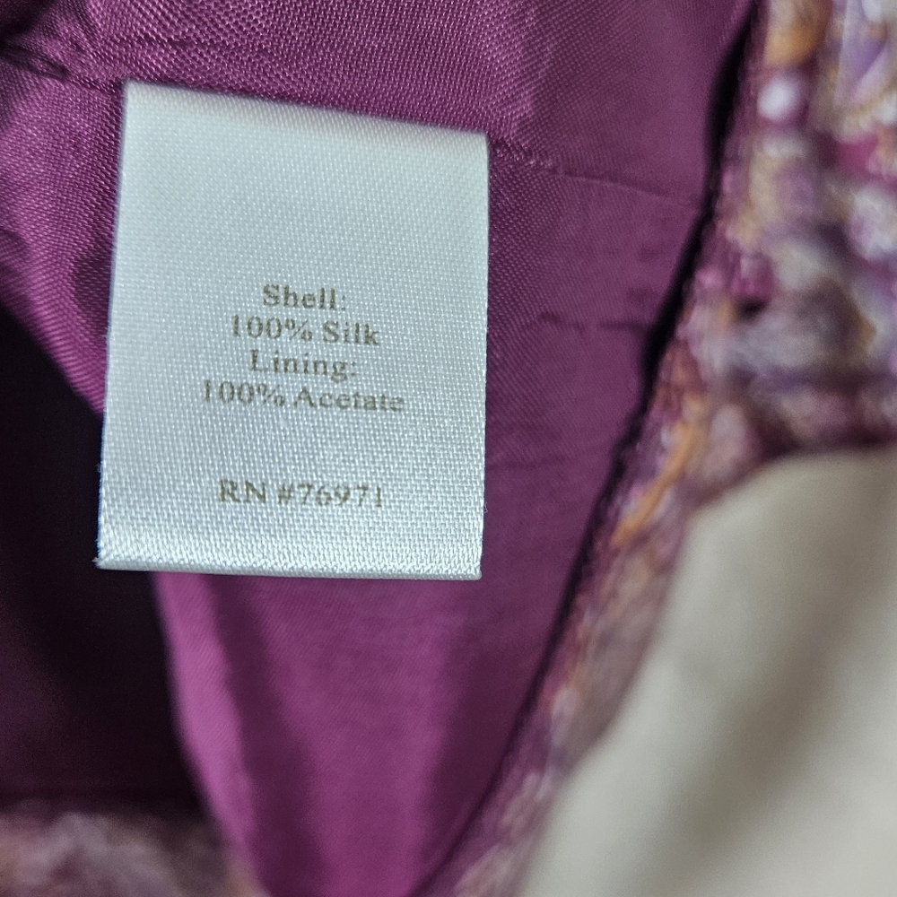 NWOT Garnet Hill purple pink floral paisley silk shift dress Womens 14 - Picture 5 of 8